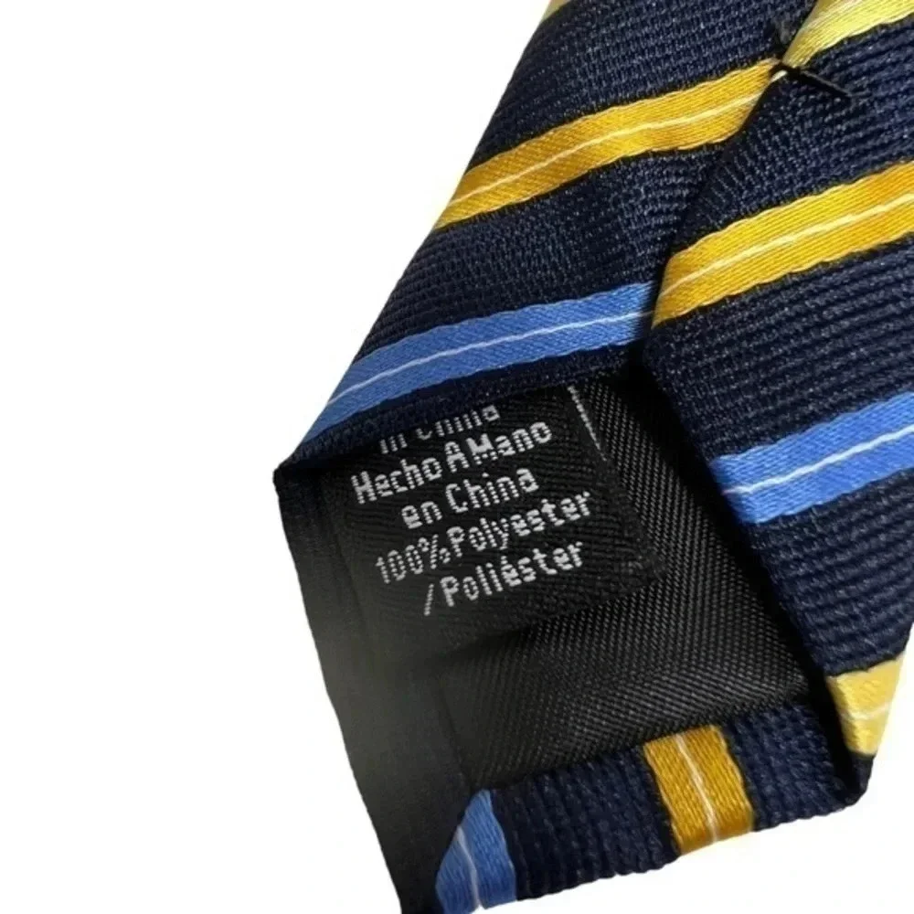 Dockers Boy's Necktie Blue Gold Diagonal Stripes‎ 100% Polyester 3.5 x 48 inches